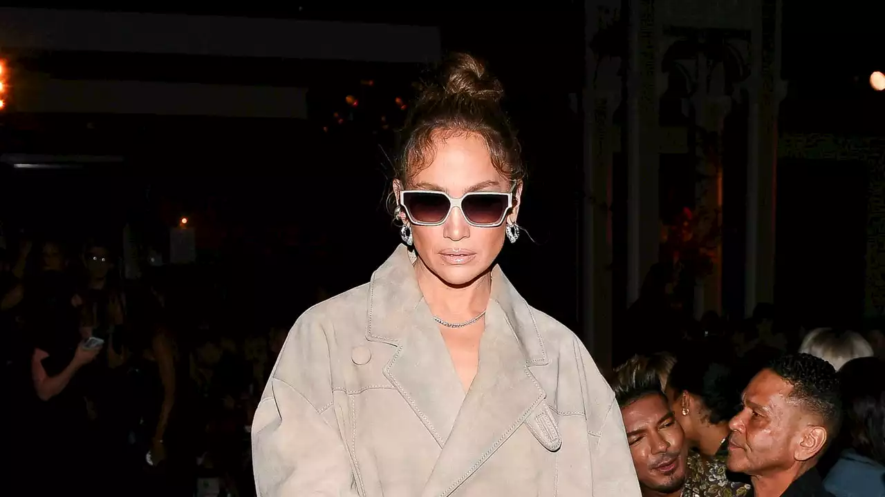 Jennifer Lopez Kicks Off New York Fashion Week in a Fringe Coat Dress