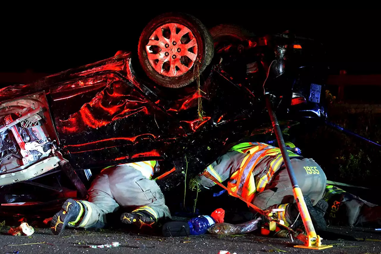 Woman seriously injured after vehicle overturns on the T.C.H. in St. john's early Saturday morning