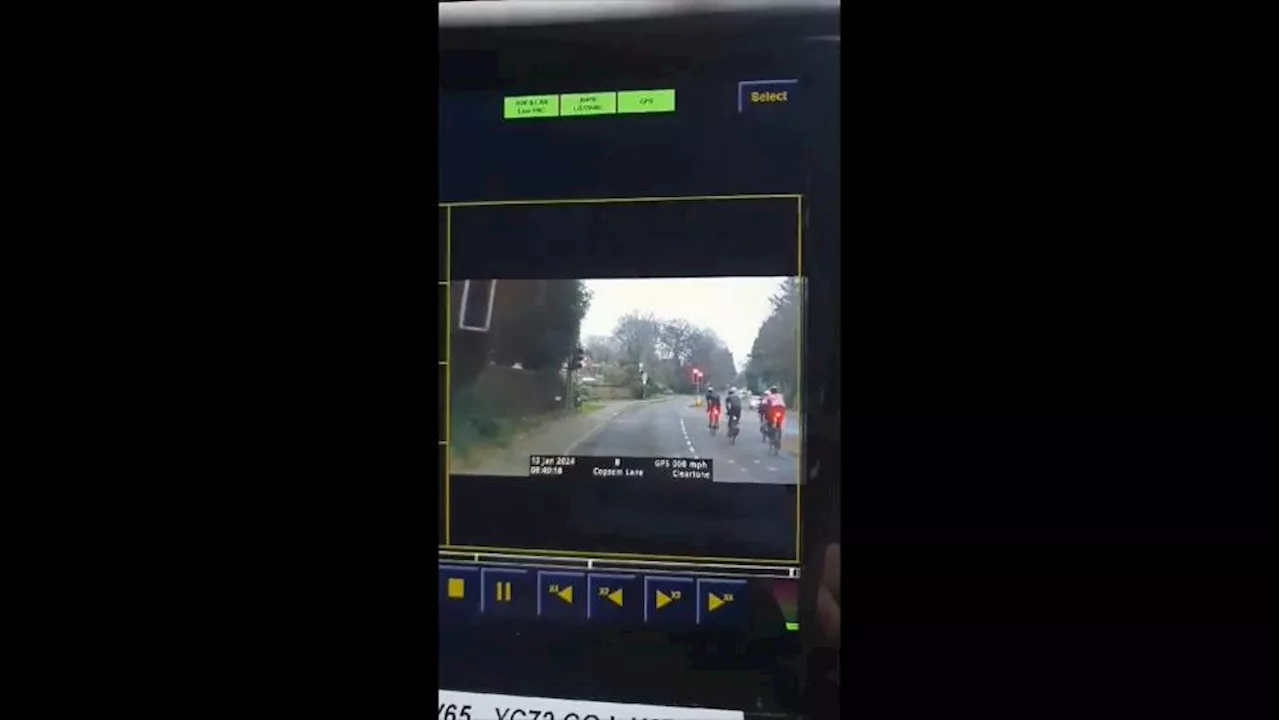 Four cyclists fined as police force shares footage of group ride stopped for ignoring red light
