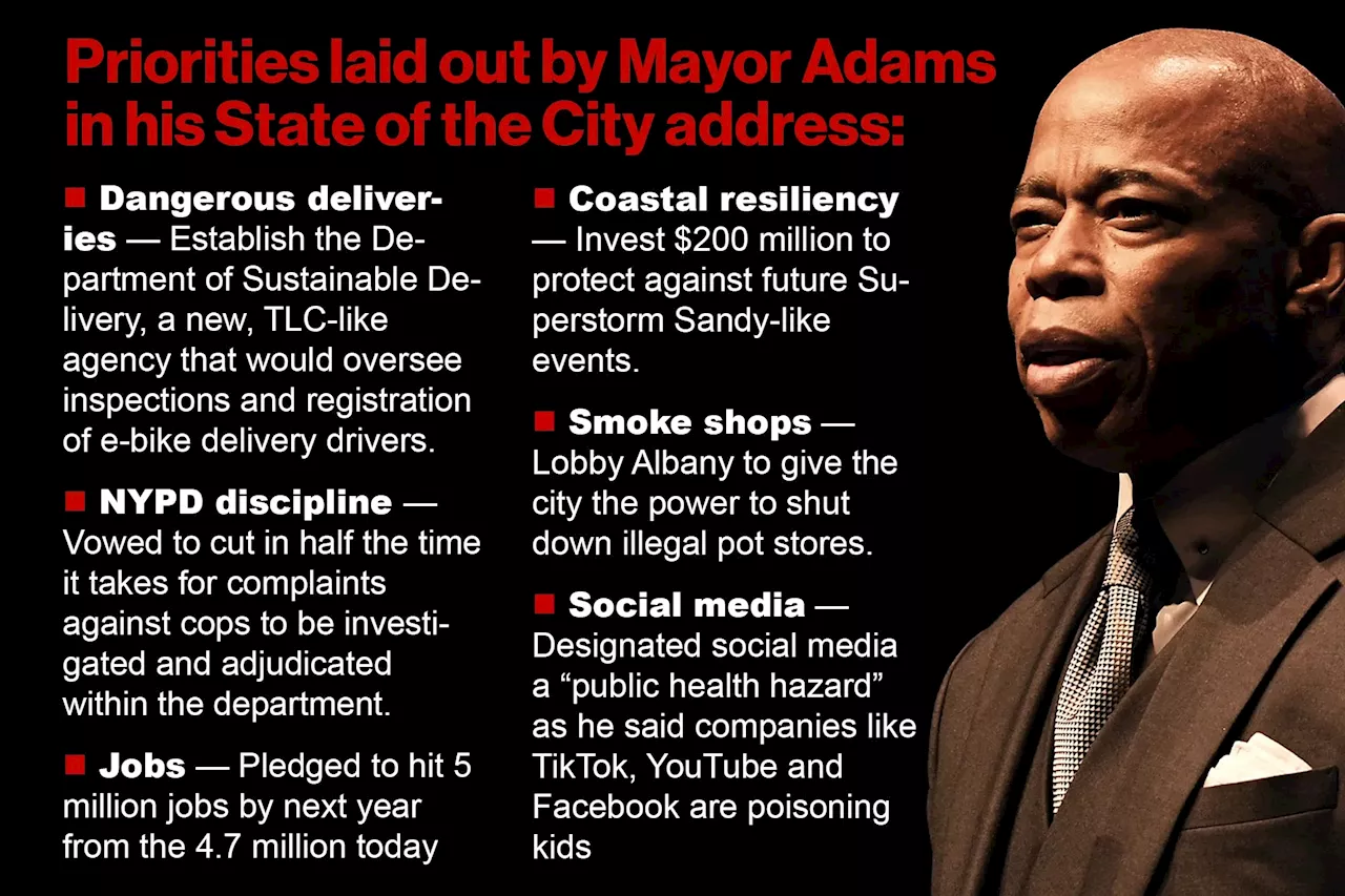 Mayor Eric Adams Unveils Crackdown on Social Media and Delivery Bike Services