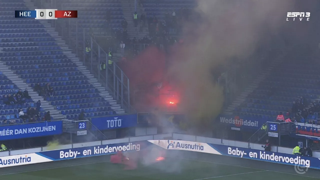 Het gaat helemaal mis bij Heerenveen - AZ: vuurwerk op het veld