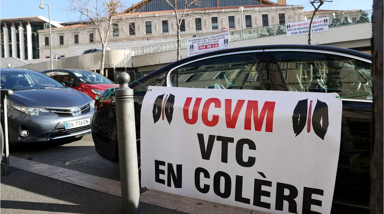 Mobilisation des VTC, taxis et agriculteurs à Marseille