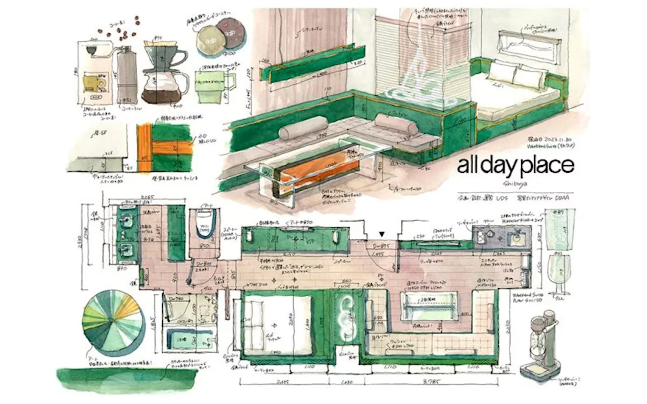名建築ホテルの実測スケッチがエモいとSNSで話題！ 朝食やアメニティも実測する遠藤慧さんの制作現場に密着 「all day place shibuya」東京都渋谷区 (2024年1月31日)