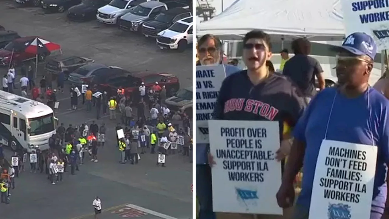 Port Houston workers picketing for better wages, protections against automation in historic strike