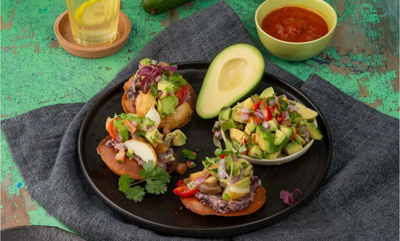 Kick-start your day with vegan tostadas with refried beans