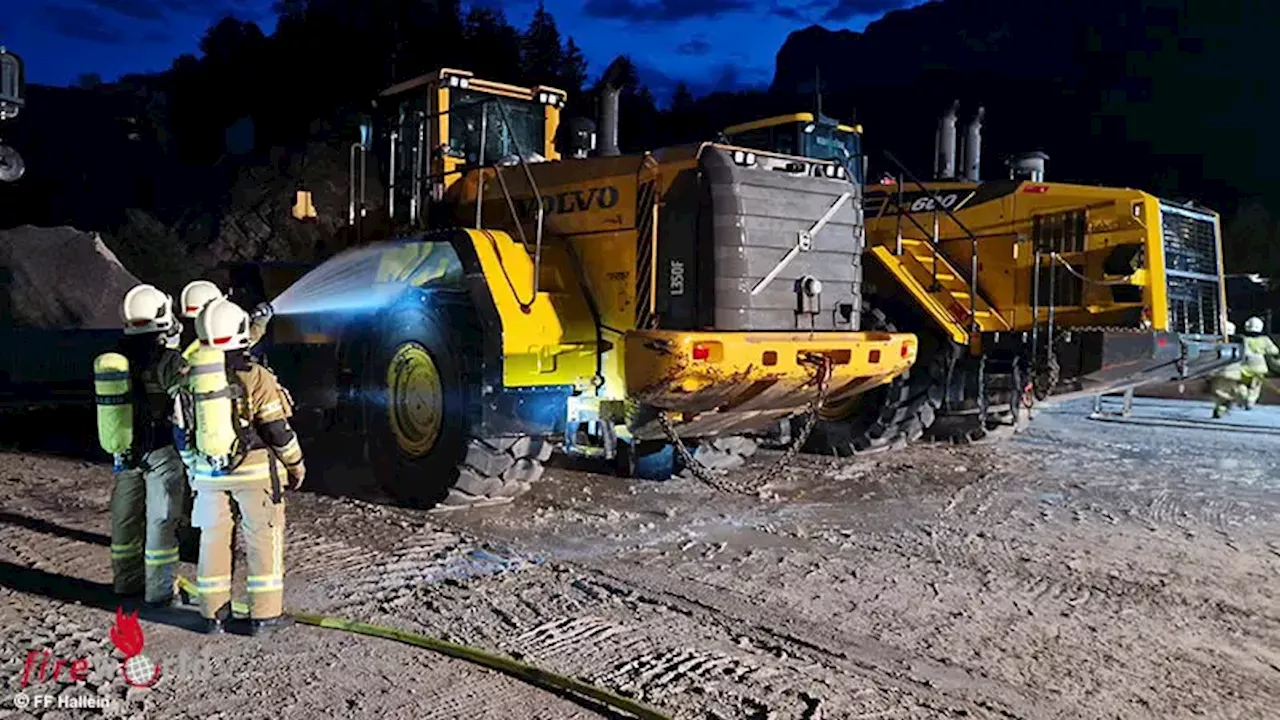 Sbg: Brennende Baumaschinen → Abschnittsübung des Abschnitts 3 Tennengau in Hallein