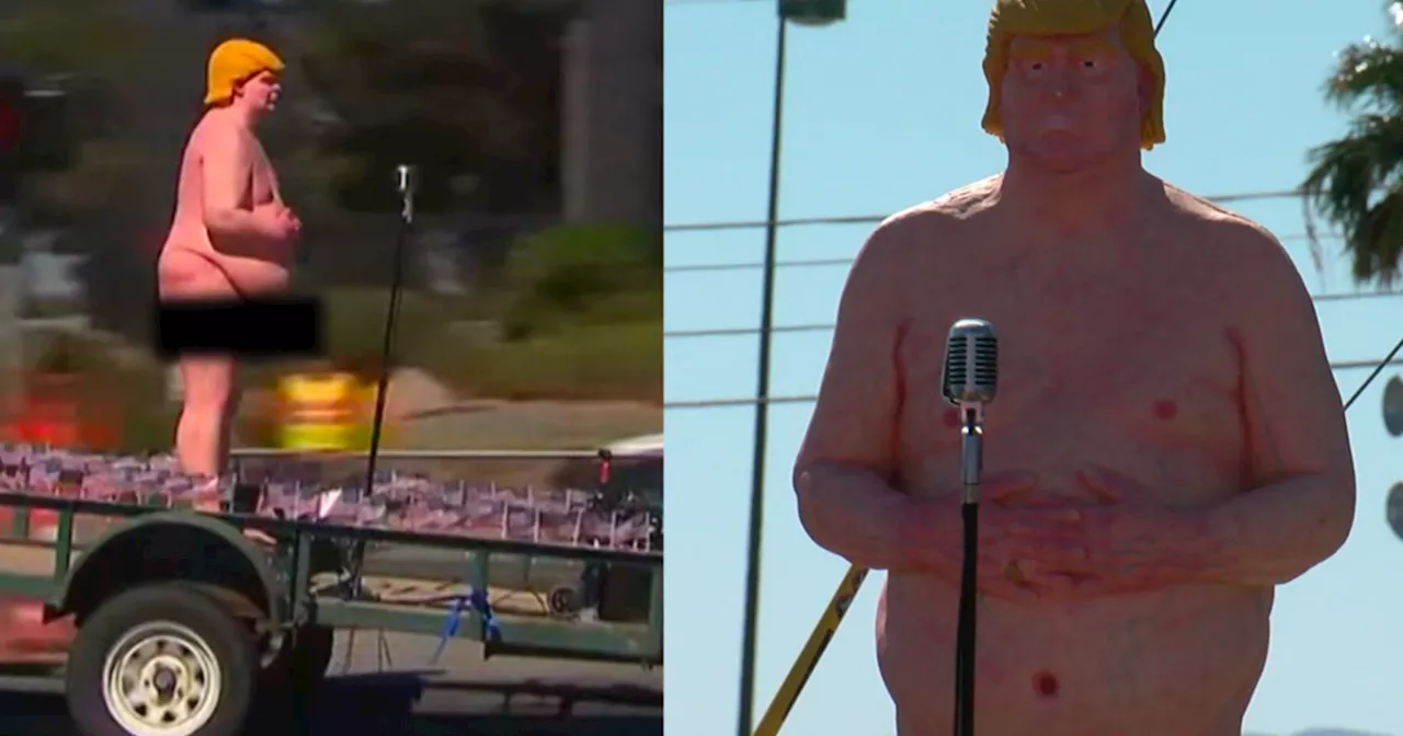 43-foot nude Donald Trump statue towers over Las Vegas highway