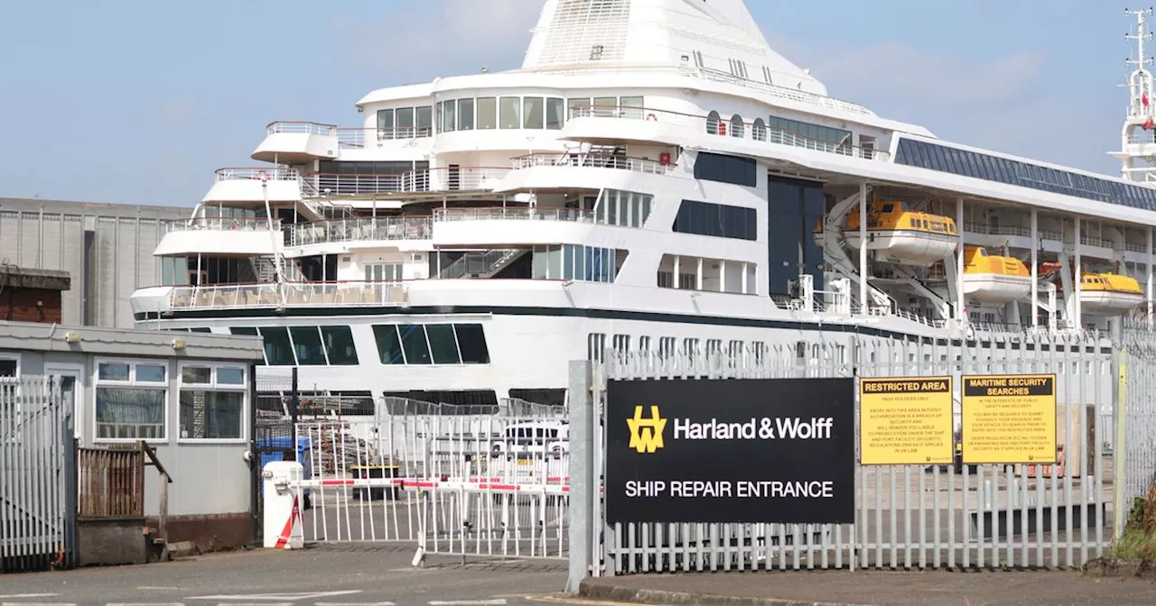 Cheers as cruise ship leaves Belfast dock after being stranded for four months