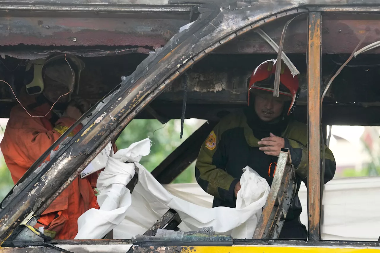 School bus catches fire outside Bangkok and 25 on board are feared dead, government officials say