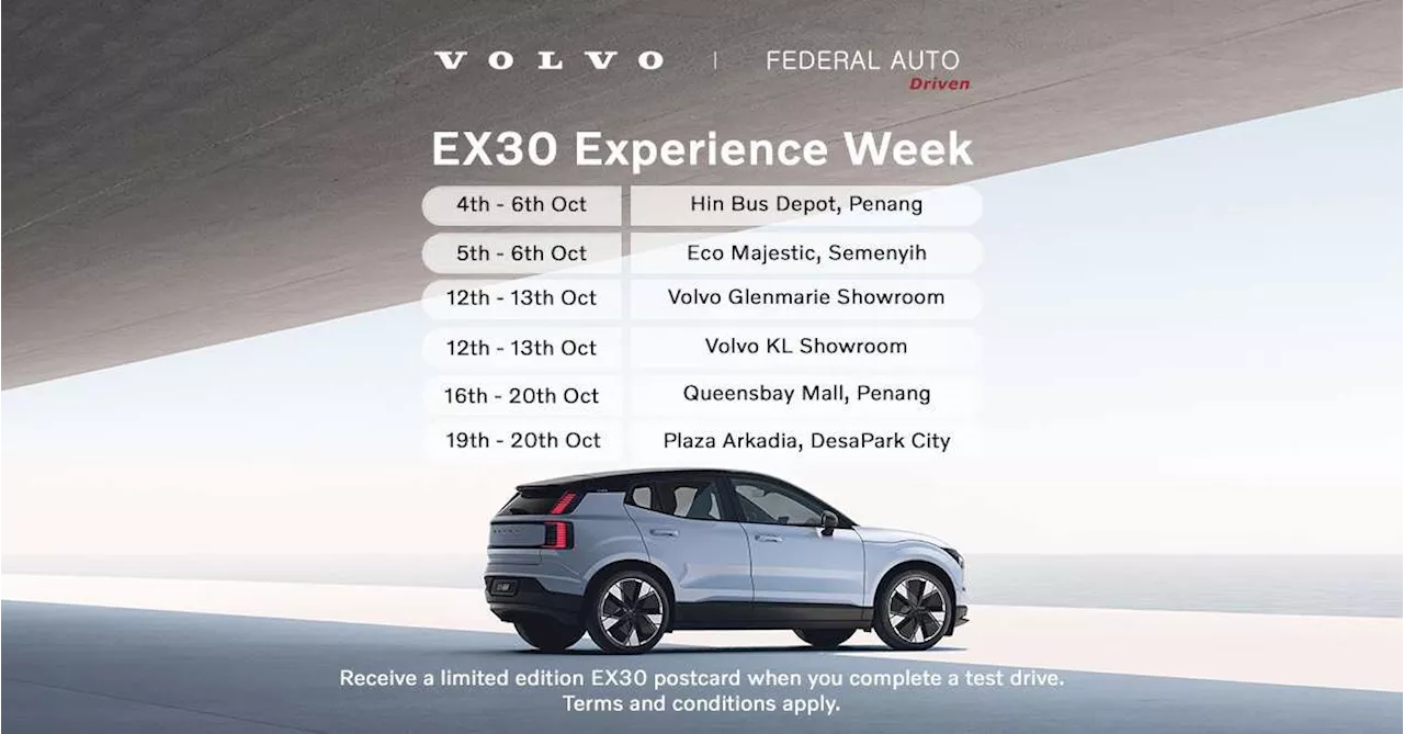 Experience the Volvo EX30 with Federal Auto, and test drive to redeem a limited edition EX30 Postcard