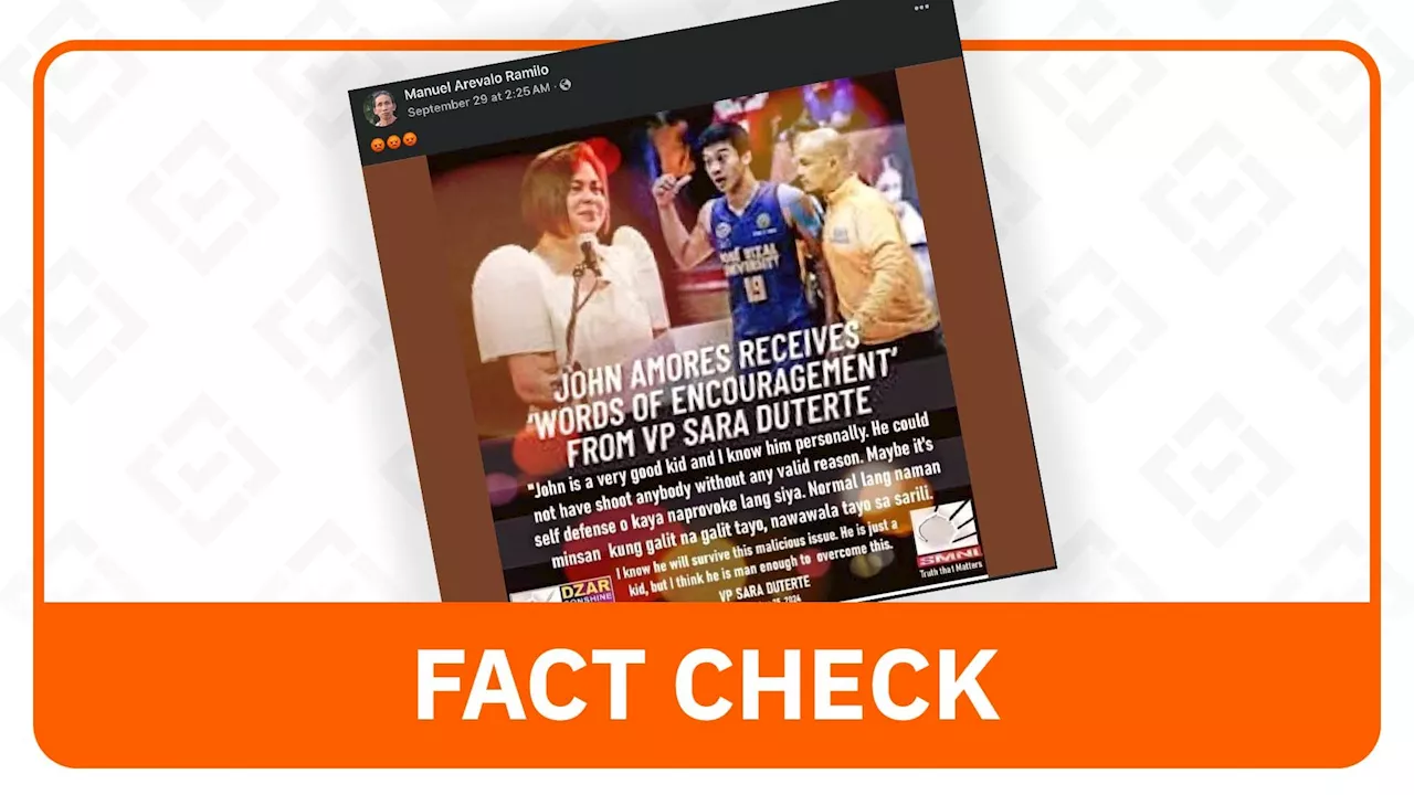 FACT CHECK: Sara Duterte quote card defending John Amores is fake