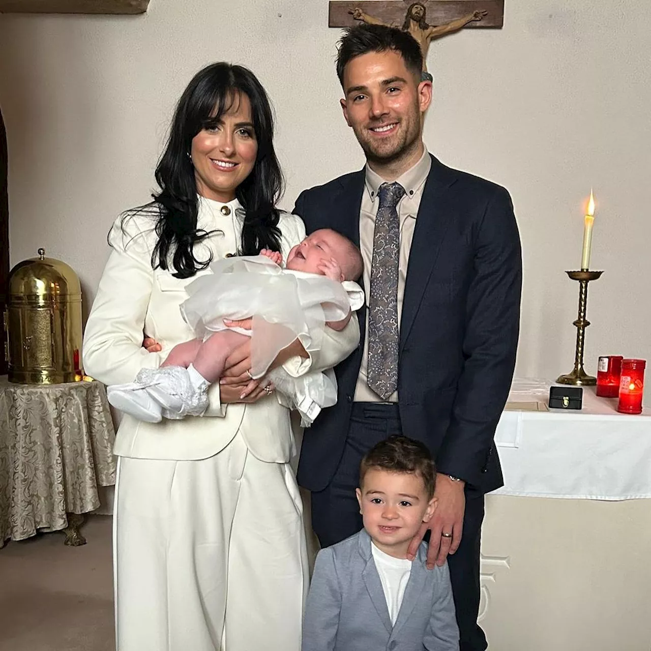 Lisa McHugh celebrates daughter’s christening with husband Nathan