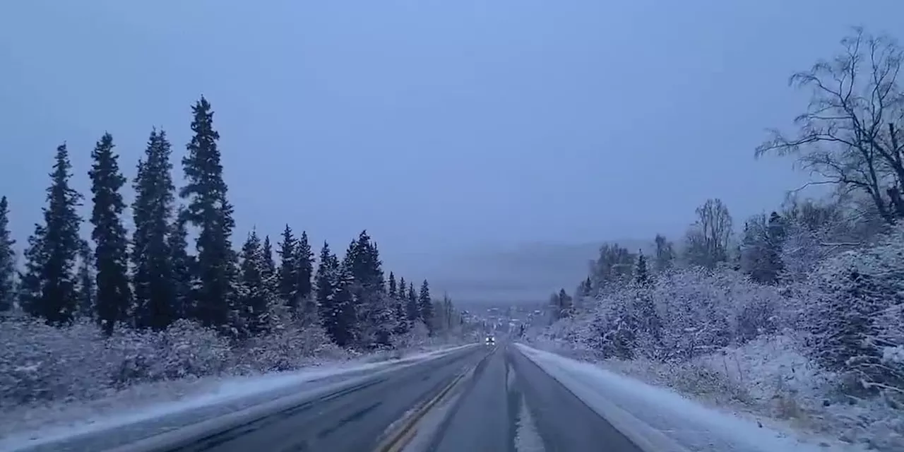 Snowy conditions across Anchorage hillside