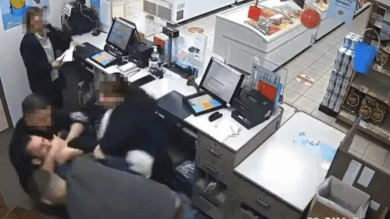 Watch moment hero Post Office workers tackle & disarm thief armed with ‘gun’ in ‘terrifying’ robbery bid...