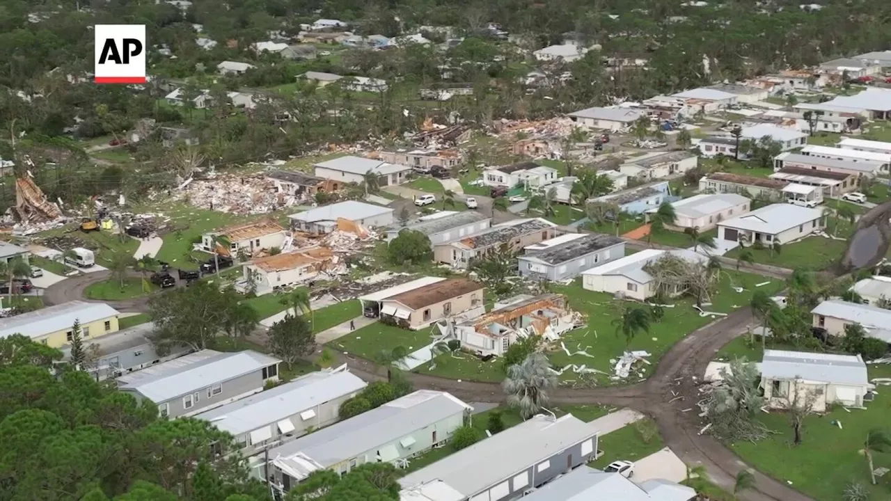 Drone footage shows tornado damage from Hurricane Milton