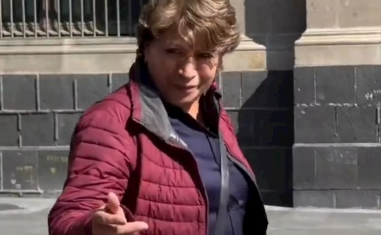 Delfina Gómez llega a Palacio Nacional para reunión con Claudia Sheinbaum; simpatizantes le entregan peticiones