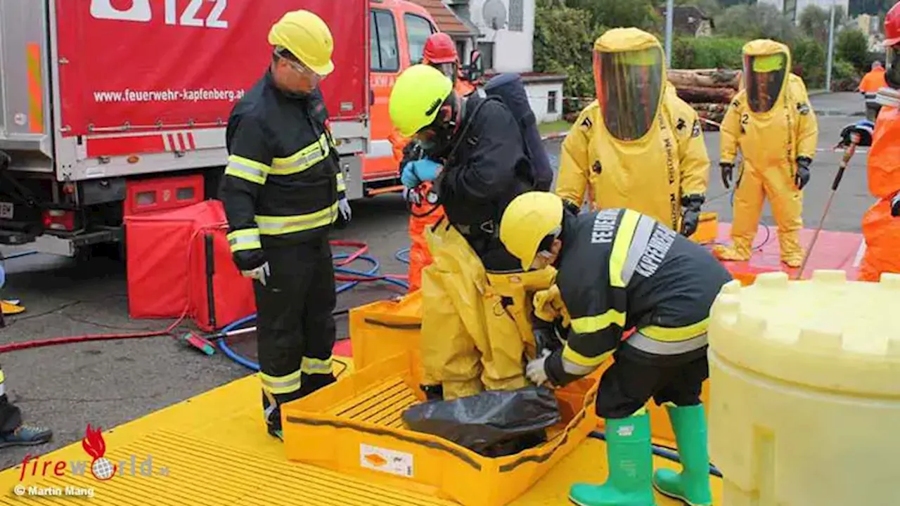 Stmk: Übung des Schadstoffzuges des BFV Leoben mit fünf Feuerwehren