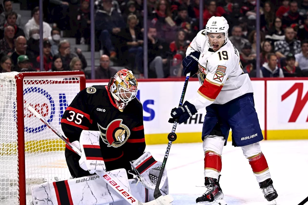 Ullmark victorious in Ottawa debut as Senators top defending champion Panthers 3-1