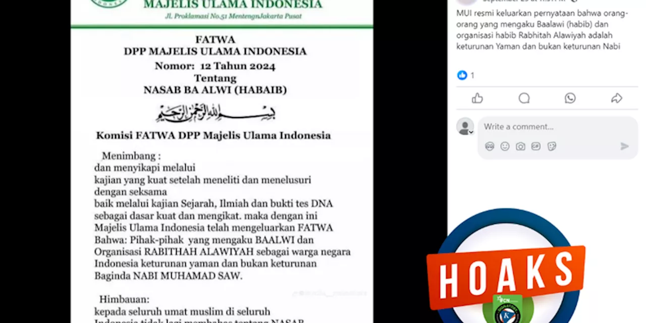 [VIDEO] Hoaks MUI Rilis Fatwa Terkait Nasab Ba'alawi atau Para Habib, Cek Faktanya!