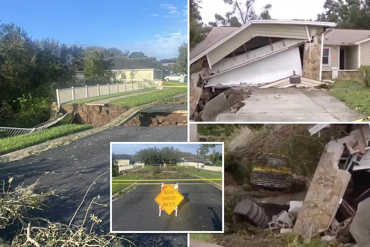 Giant sinkholes open up around Florida after Hurricane Milton