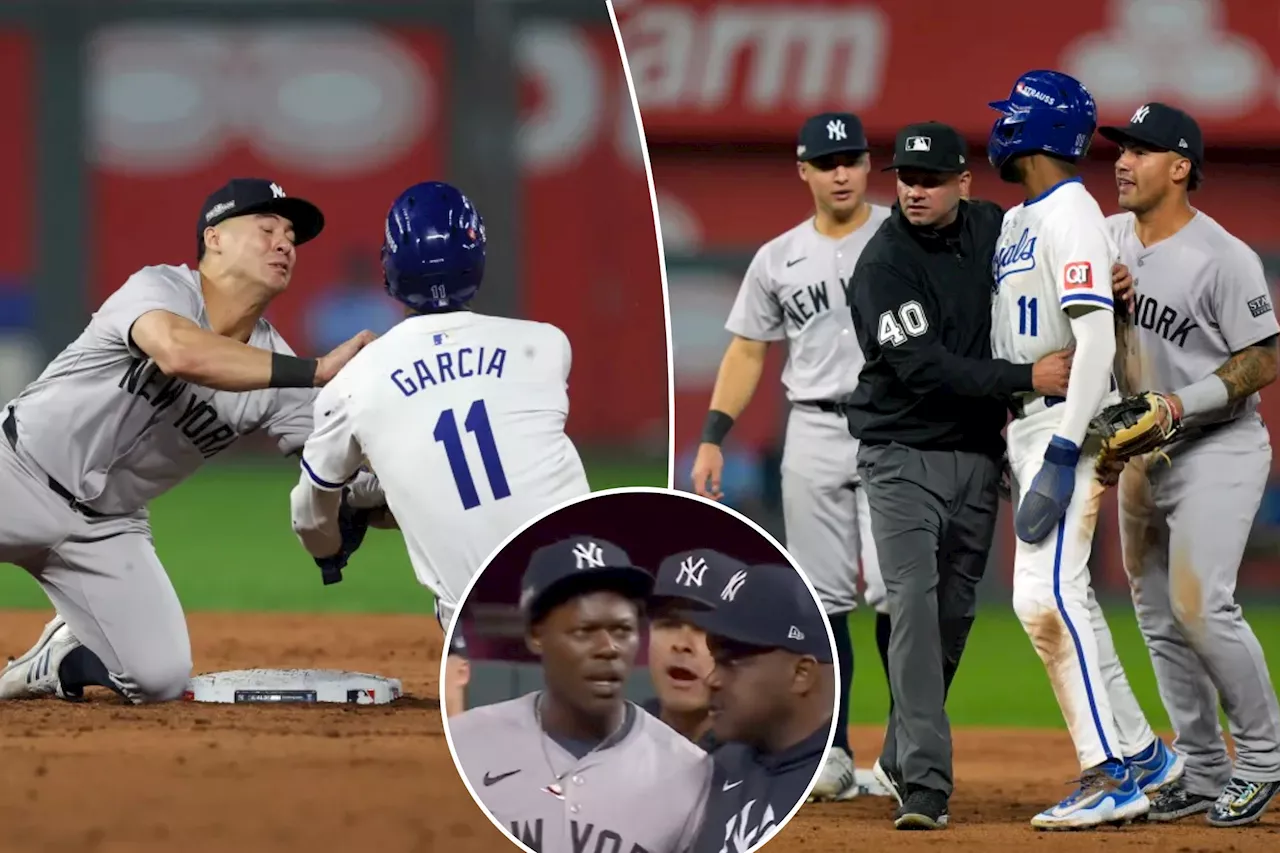 Yankees and Royals ratchet up intensity as benches clear after Anthony Volpe's hard tag