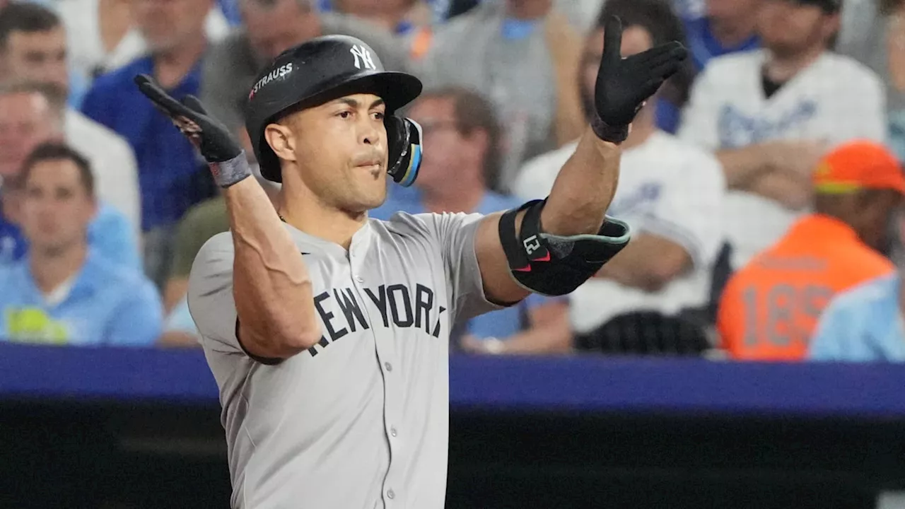 Yankees' Giancarlo Stanton Comforts Royals' Bobby Witt Jr. After Hard-Fought Series