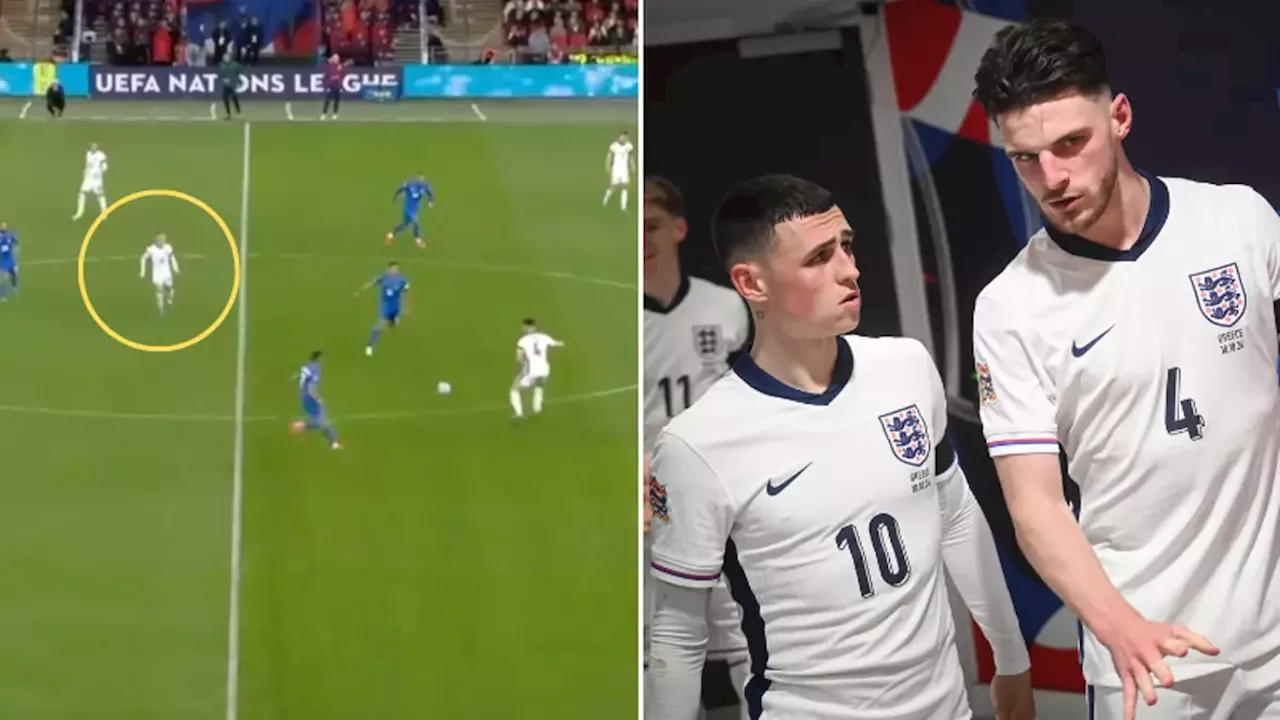 Fans noticed Phil Foden's reaction to Declan Rice during England's defeat to Greece