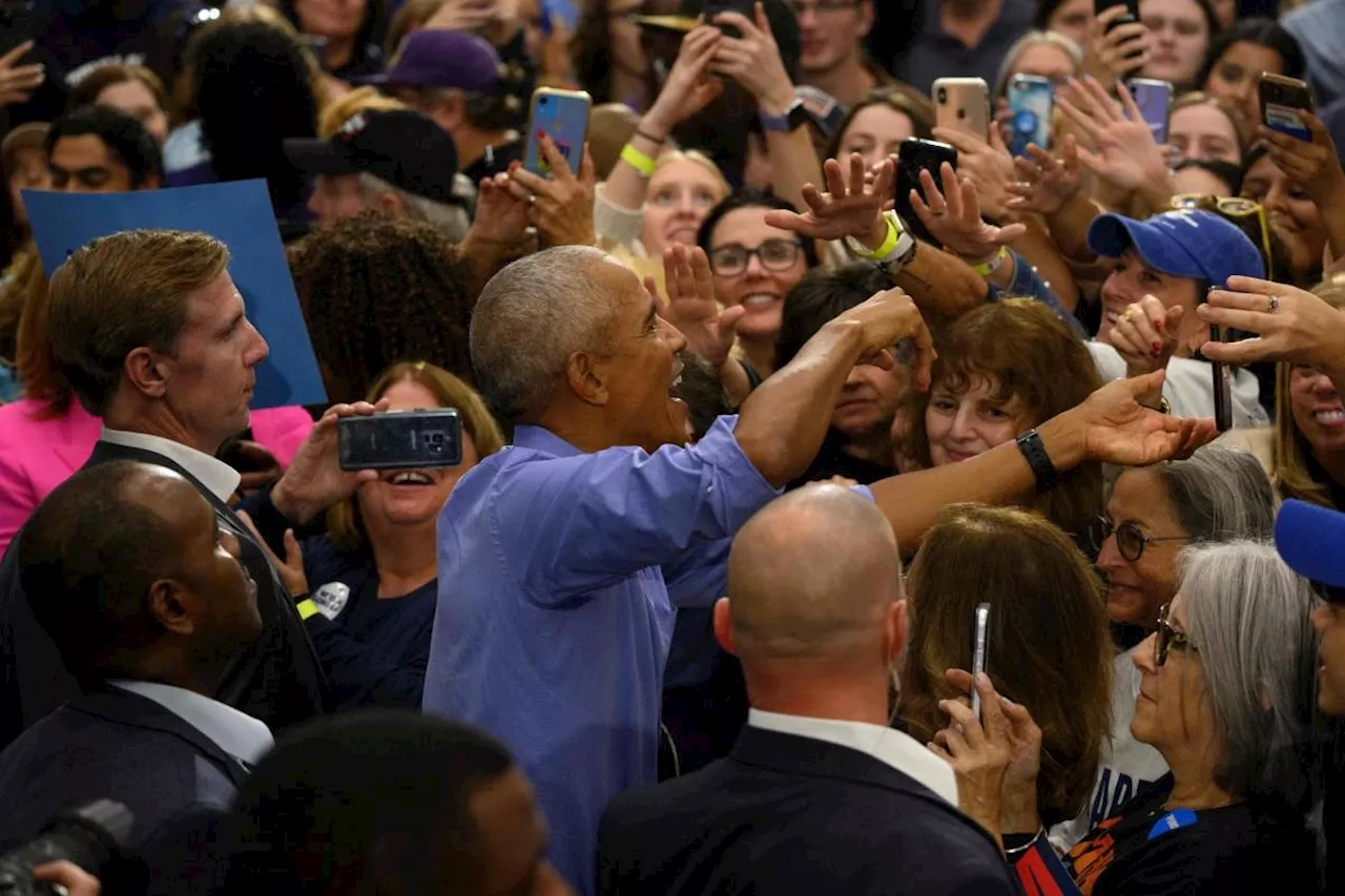 Obama rebukes Trump in first rally for Harris