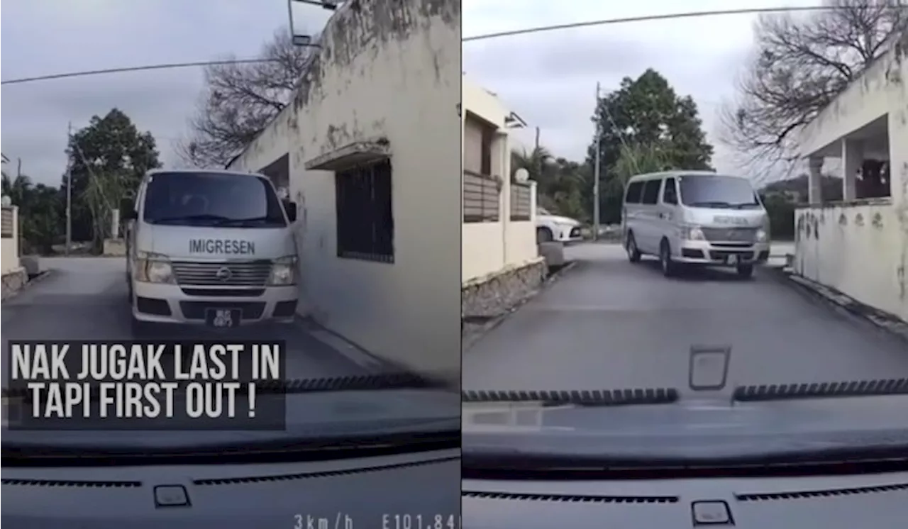 [Watch] Immigration Van Forces Civilian Car To Backtrack Entire Road