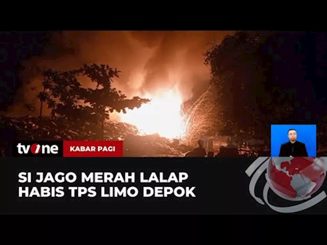 TPS Limo di Depok Terbakar dan Belum Padam hingga Dini Hari