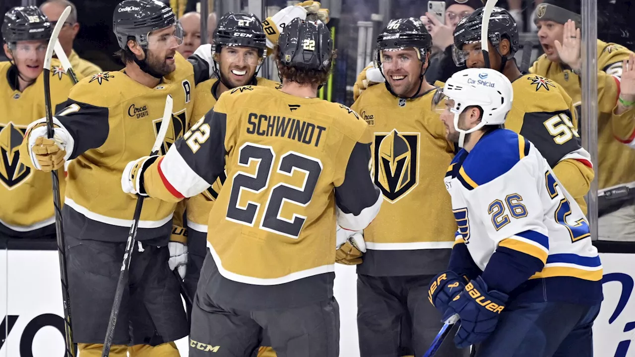 Eichel, Barbashev and Theodore have a goal and assist to lead Golden Knights to 4-3 win over Blues