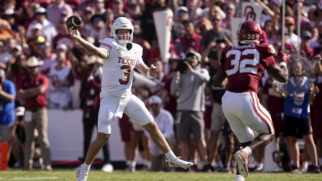 Ewers returns as No. 1 Texas beats No. 18 Oklahoma 34-3 in 1st Red River Rivalry game as SEC members