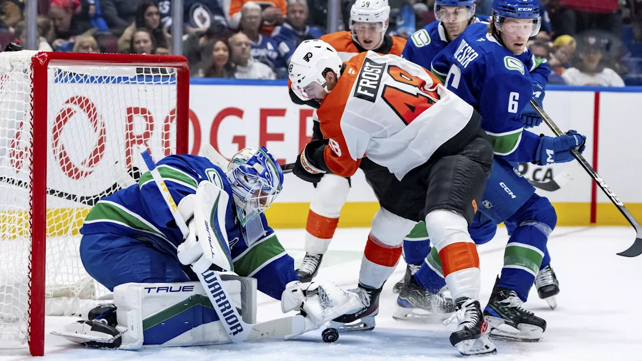 Frost score in SO to lift Flyers to 3-2 win over Canucks