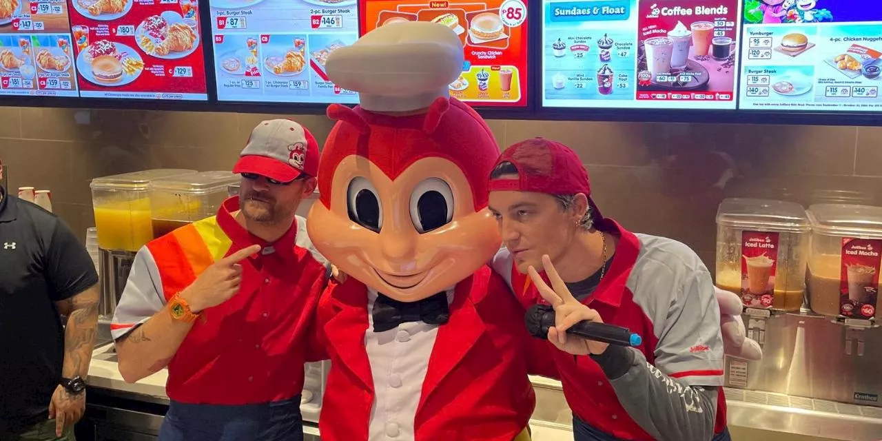 LANY swarmed by fans as they work the cashier counter at BGC fast food branch