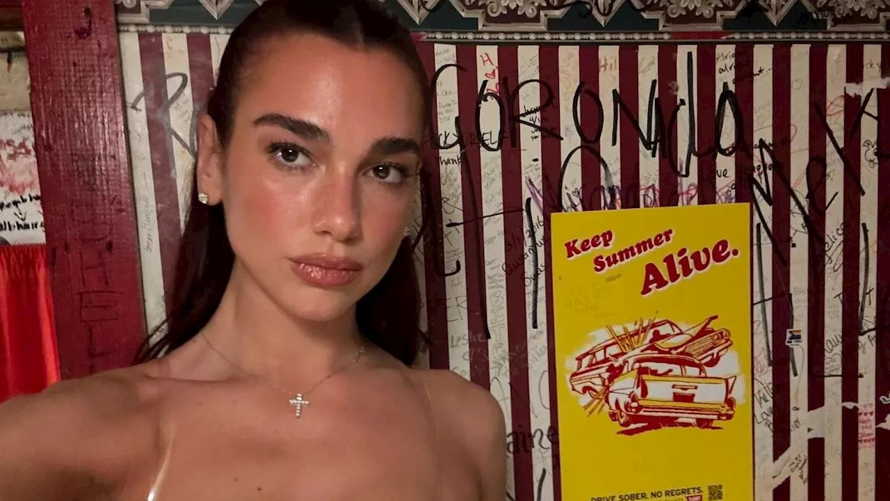 Dua Lipa Wore a Gold Bra With Hello Kitty's Face On It—See Photos