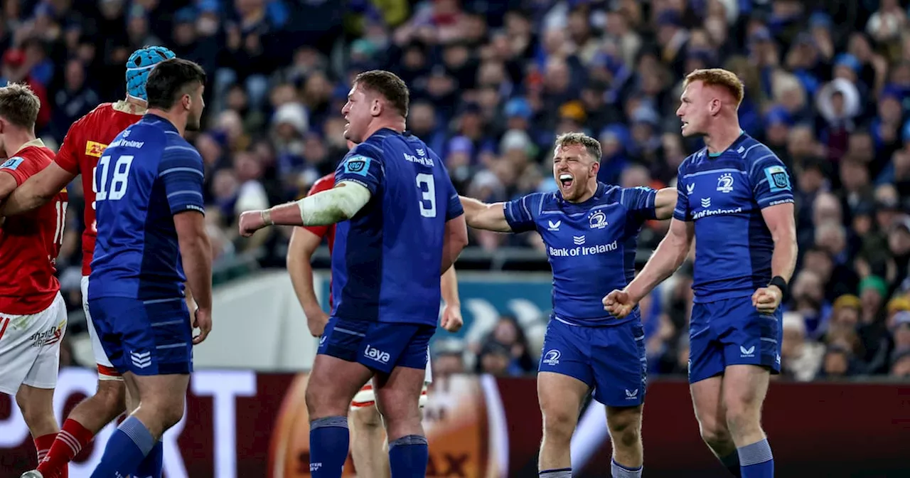 Leinster earn bonus-point win over battered and bruised but characterful Munster