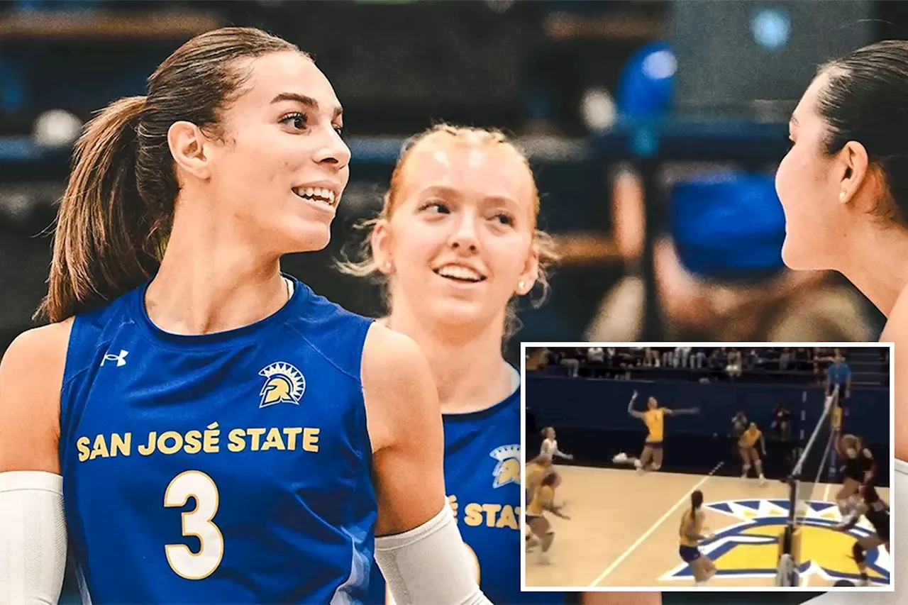 Transgender San Jose State volleyball player who's provoked forfeits spikes ball in opponent’s face