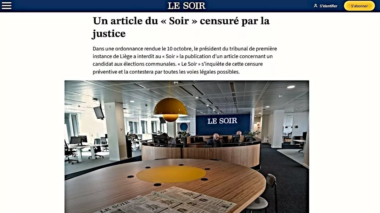 Un article du journal Le Soir interdit de publication par la justice