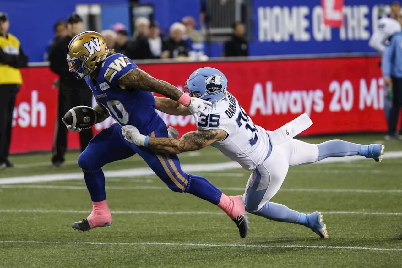 Argonauts top Blue Bombers 14-11 to end Winnipeg's eight-game win streak