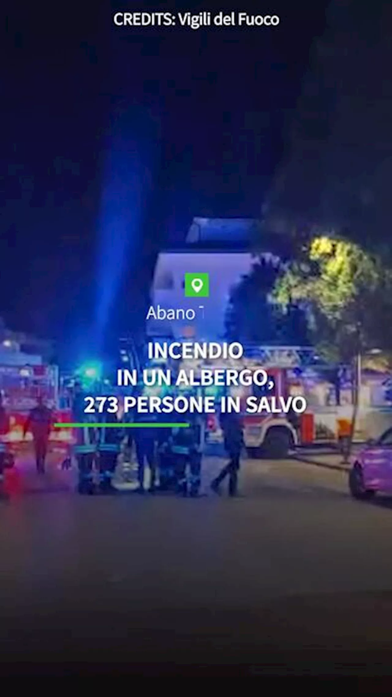 Incendio in un albergo ad Abano Terme, in salvo 273 persone