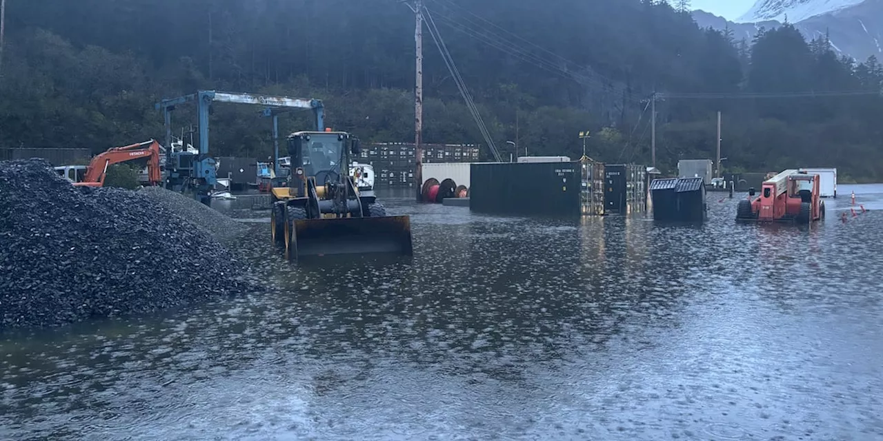 Heavy rain and high tides cause street flooding in Whittier