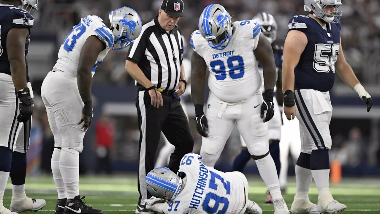 Lions pass rusher Aidan Hutchinson carted off field with serious leg injury vs. Cowboys