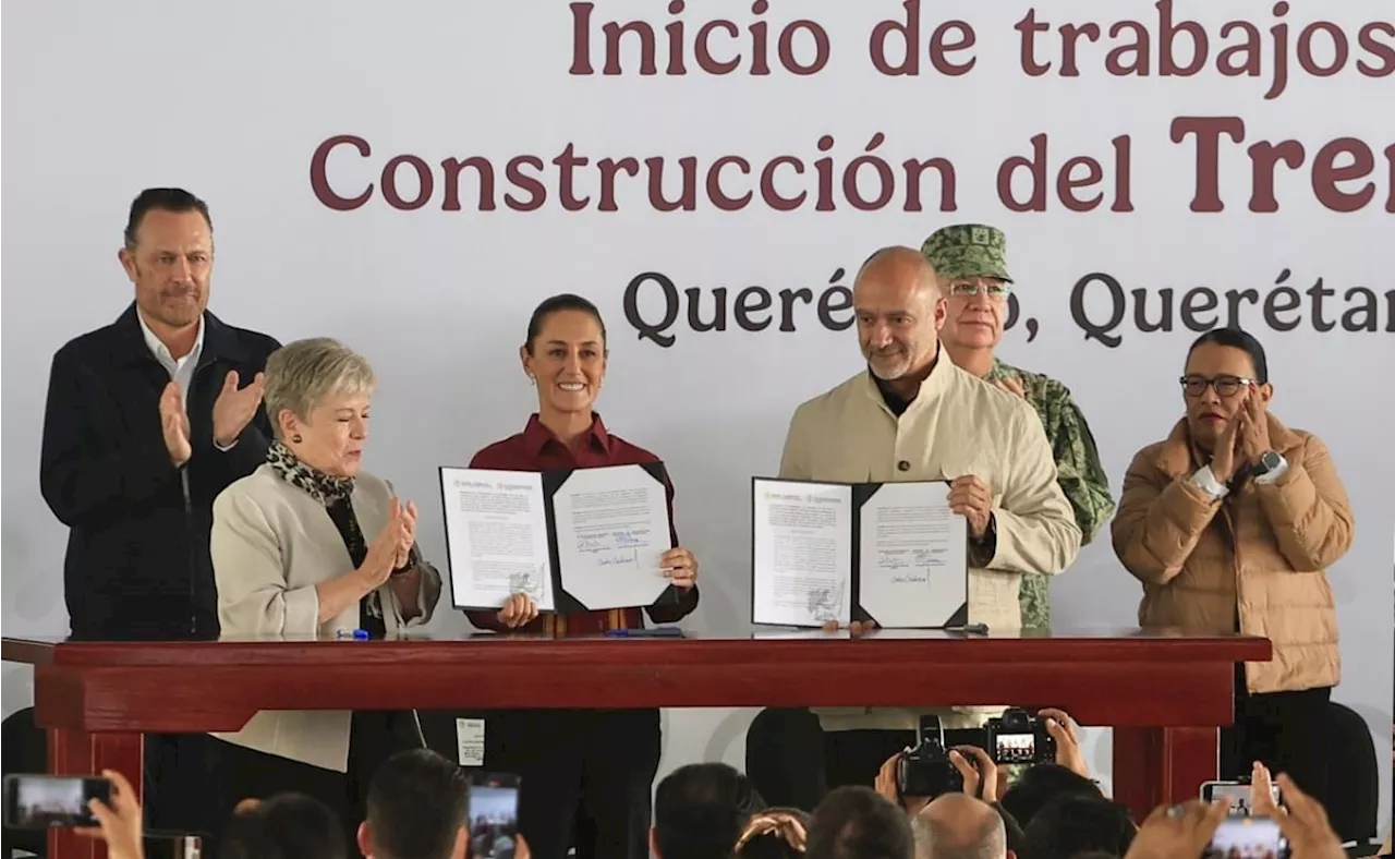 Sheinbaum da banderazo para trabajos del Tren México-Querétaro; tendrá tres estaciones