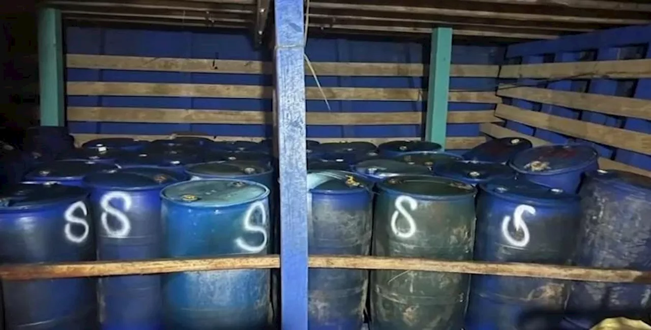 Hundreds of drums of smuggled oil seized off Palawan