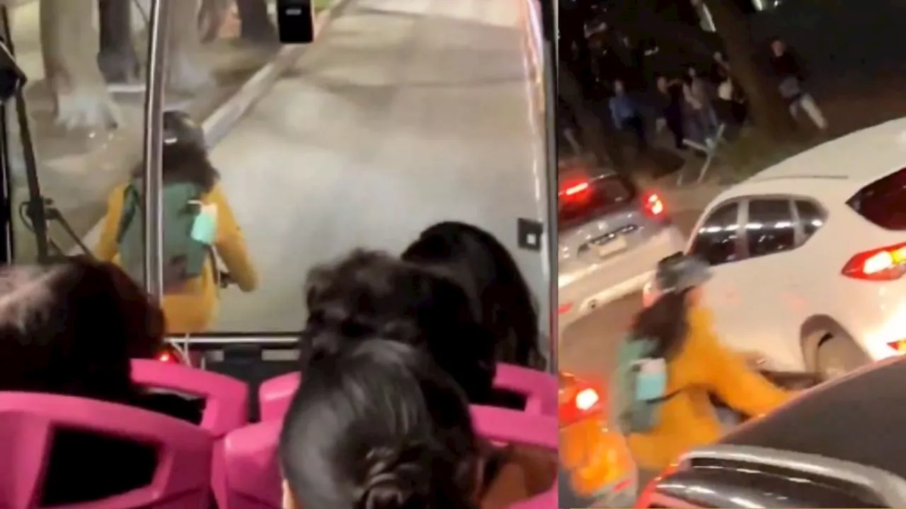 VIDEO: ciclista desafía al Metrobús en el carril confinado y provoca caos en Insurgentes