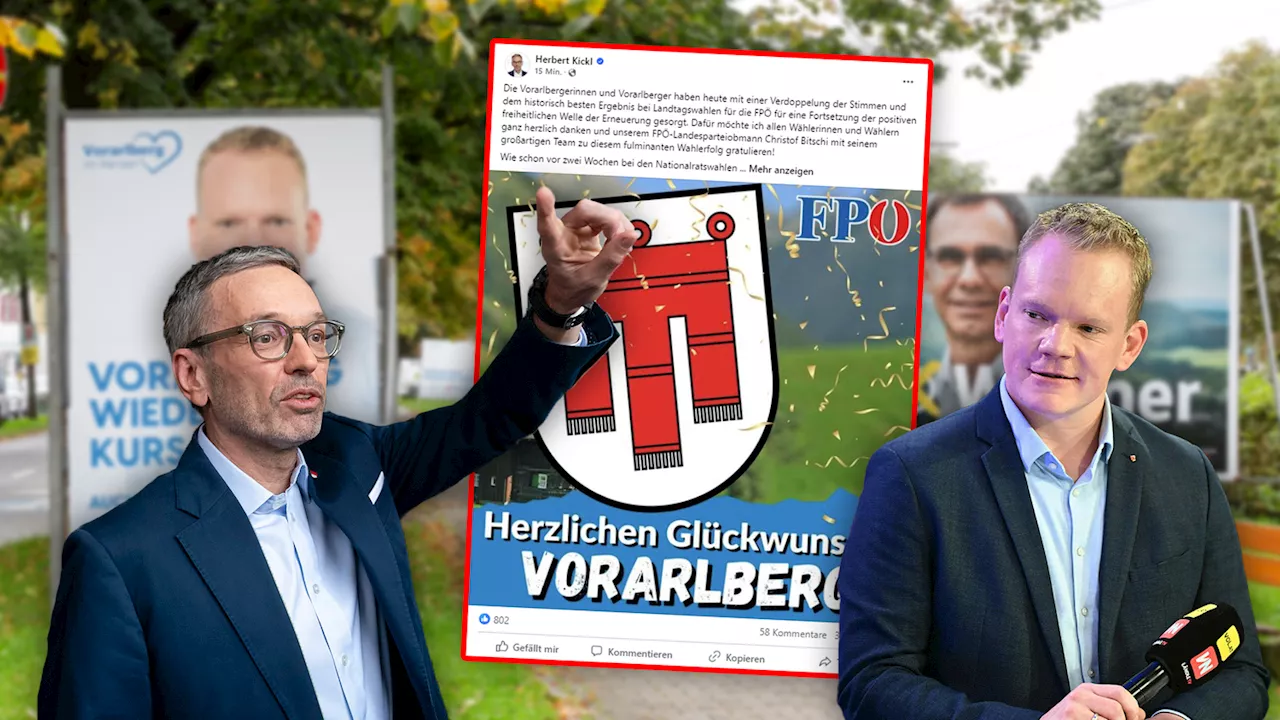 Nächstes blaues Rekordergebnis - 'Klarer Fingerzeig nach Wien': Kickl gratuliert Bitschi