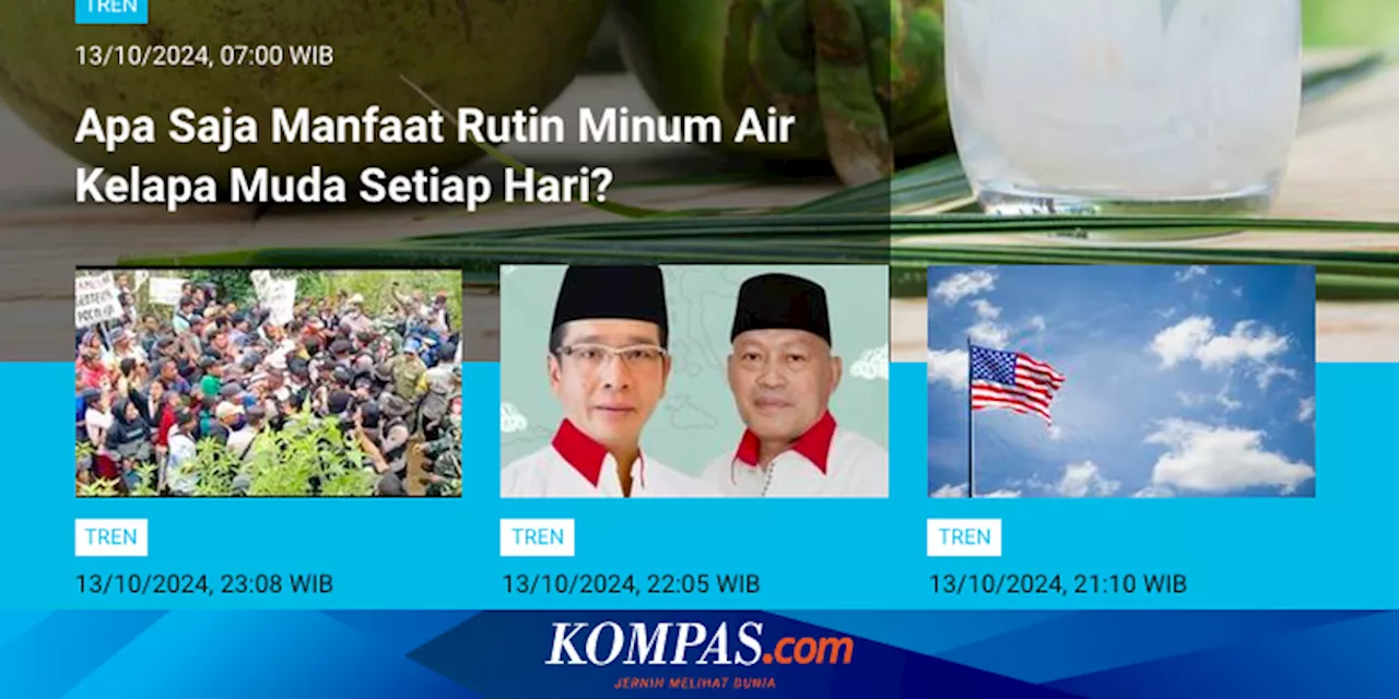 [POPULER TREN] Manfaat Rutin Minum Air Kelapa, Apa Saja? | 14 Sasaran Operasi Zebra 14 Oktober 2024