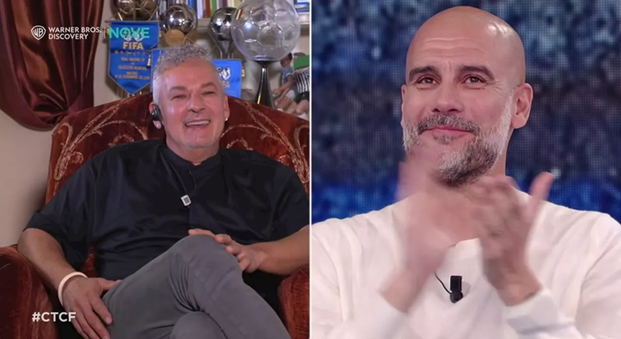 Che tempo che fa, il saluto tra Pep Guardiola e Roberto Baggio