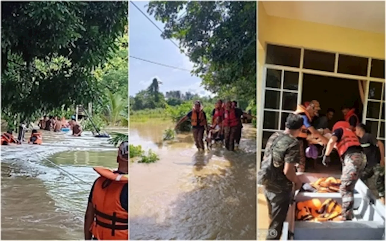 Tree saves three from being swept away by strong currents in in Baling flood