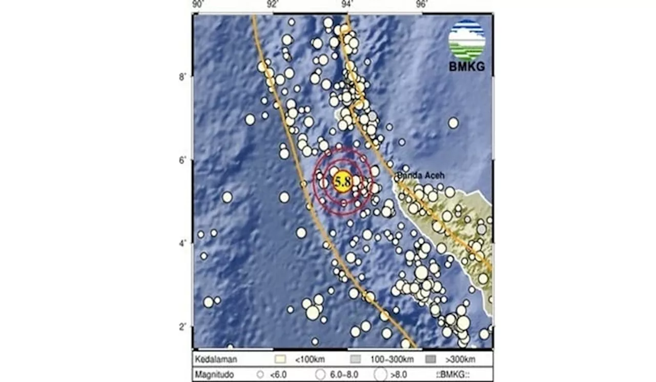 Gempa 5,8 Magnitudo Guncang Aceh, tidak Ada Potensi Tsunami